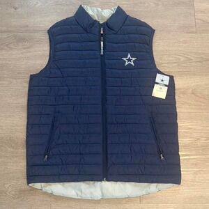 Dallas Cowboys NFL Puffer Vest XL NWT Navy Blue Quilted Embroidered New w/ Tags